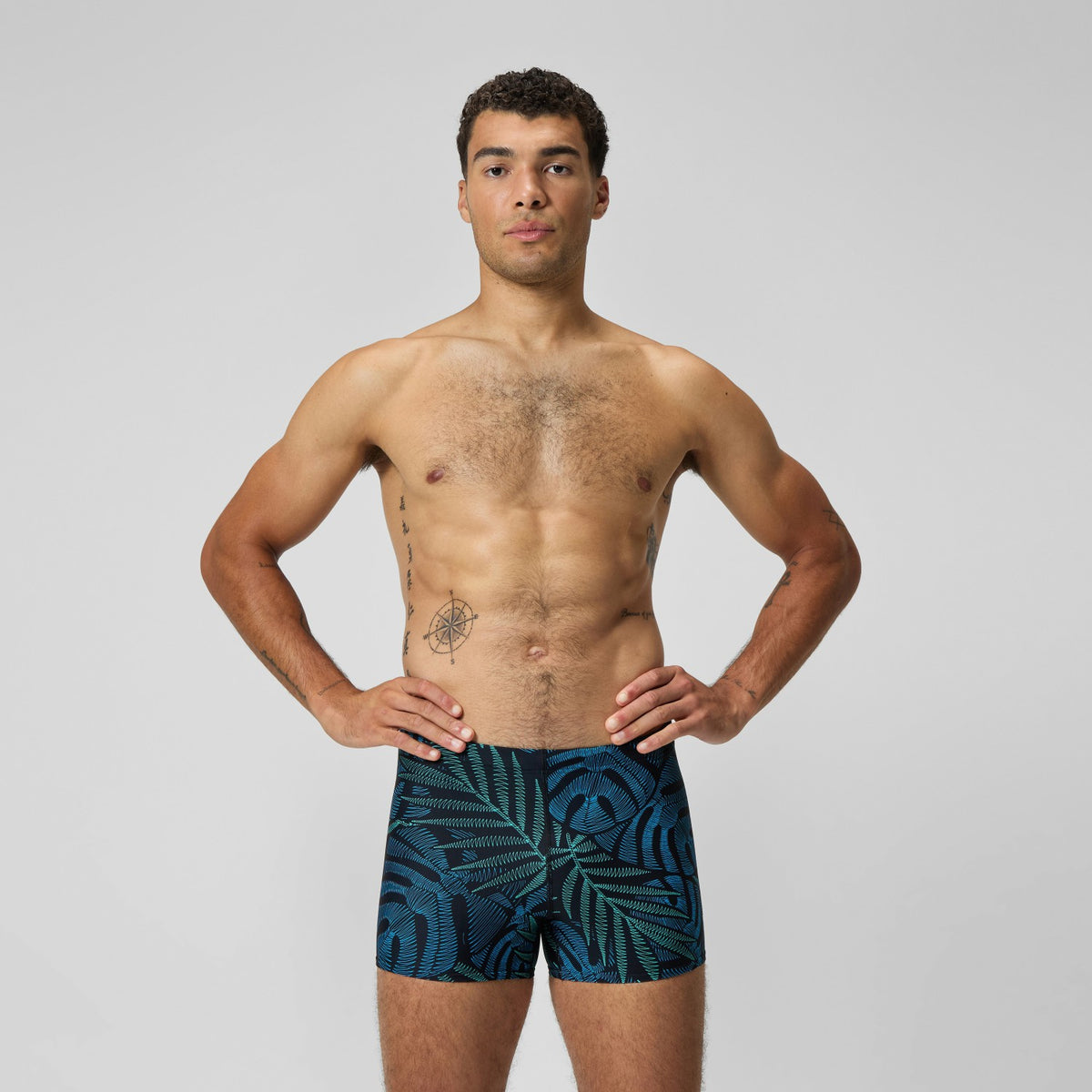Speedo Print Beachstar Square Leg Black/Blue