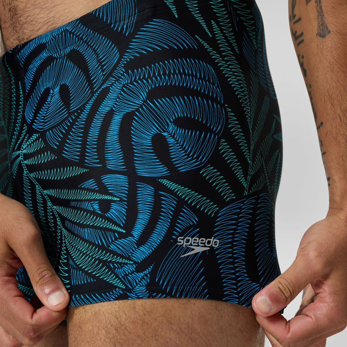 Speedo Print Beachstar Square Leg Black/Blue