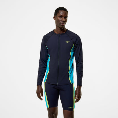 Speedo Hyperboom Splice Long Sleeve Zip Rashguard Black/Turquoise