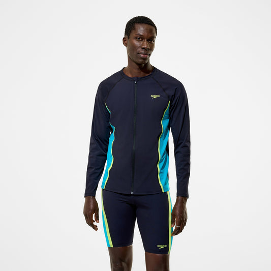 Speedo Hyperboom Splice Long Sleeve Zip Rashguard Black/Turquoise