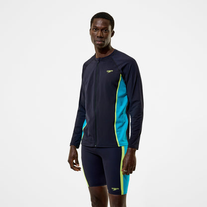 Speedo Hyperboom Splice Long Sleeve Zip Rashguard Black/Turquoise