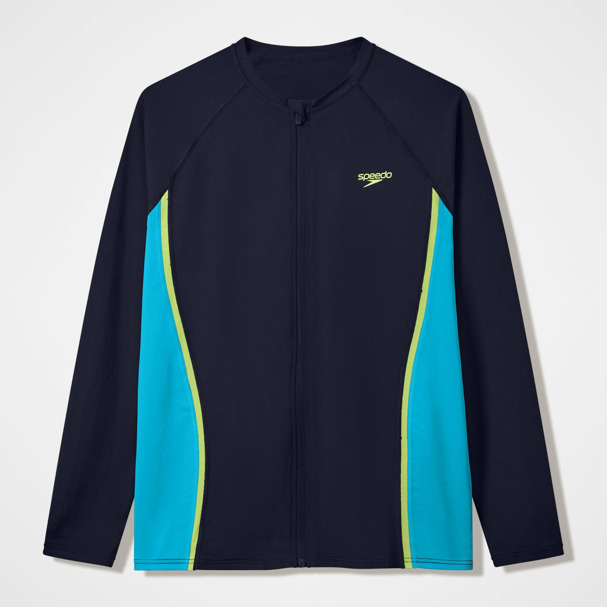 Speedo Hyperboom Splice Long Sleeve Zip Rashguard Black/Turquoise