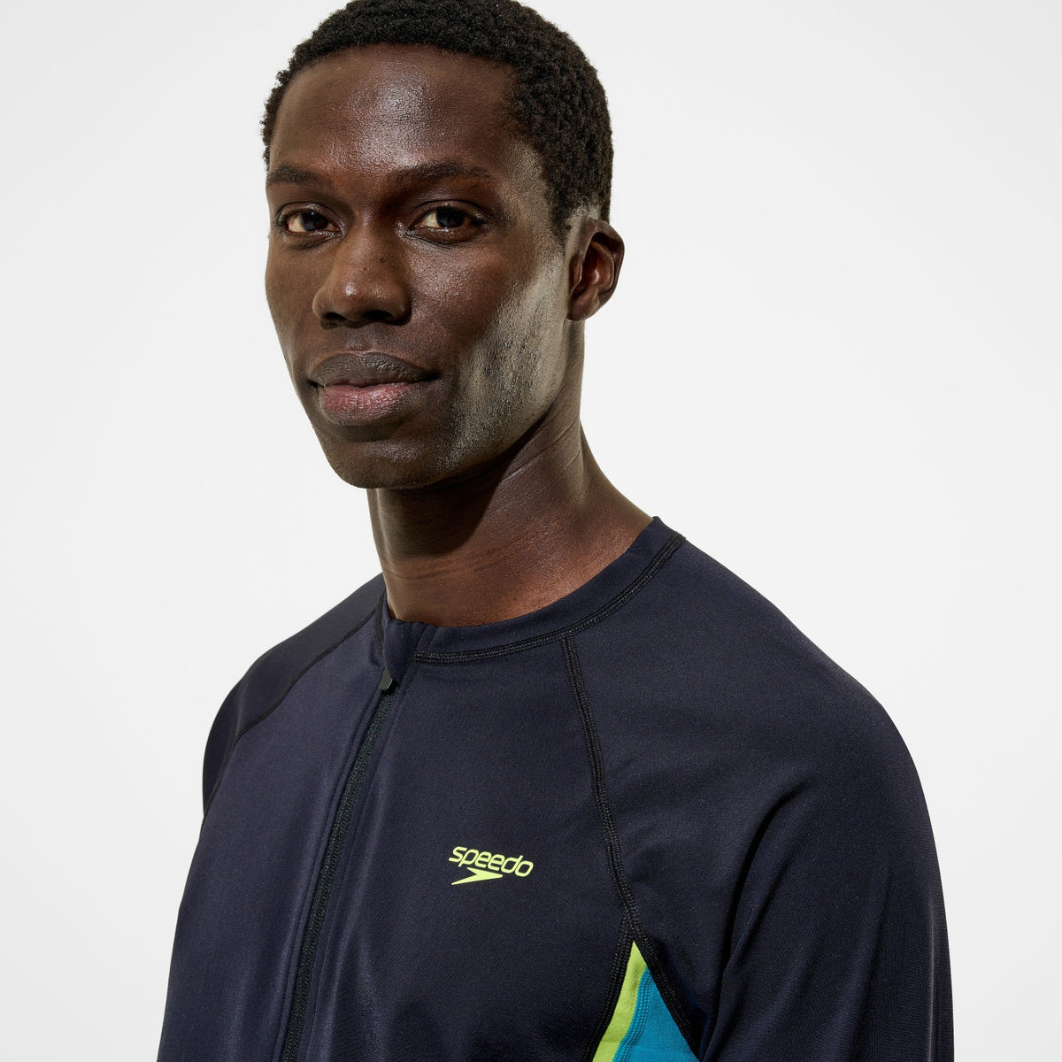Speedo Hyperboom Splice Long Sleeve Zip Rashguard Black/Turquoise