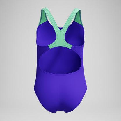 Speedo Girls Placement Splashback Swimsuit Green/Purple