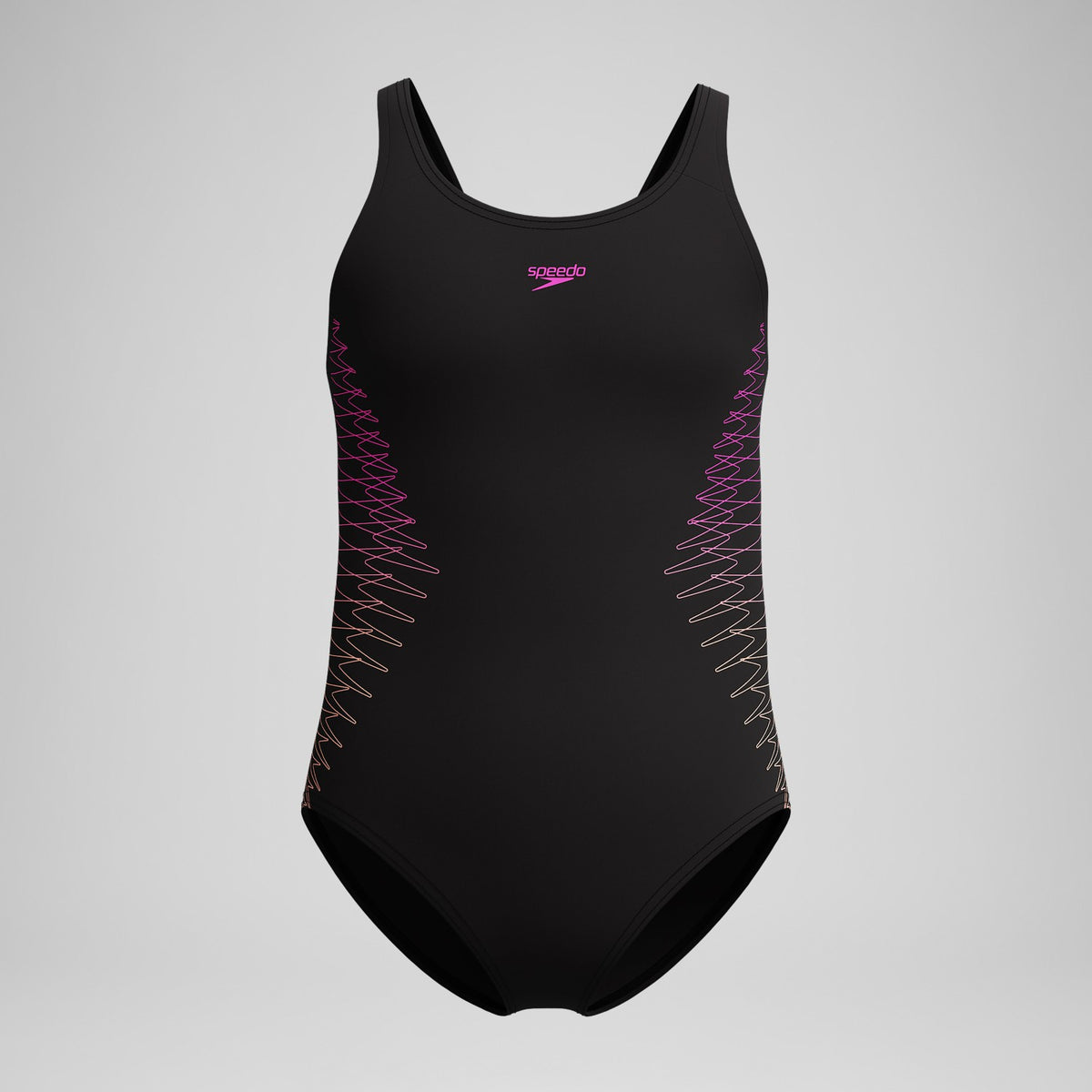 Speedo Girls Placement Muscleback Swimsuit Black/Peach
