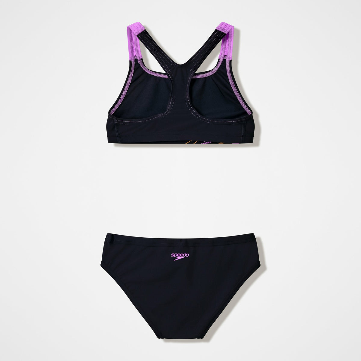 Speedo Girls Medley Logo Racerback Bikini Set Black/Pink