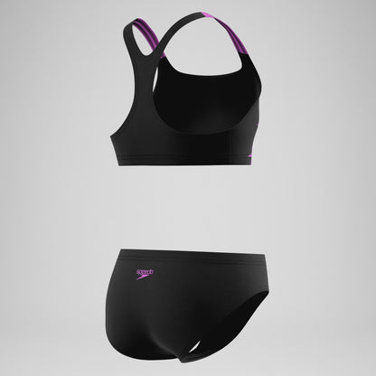 Speedo Girls Medley Logo Racerback Bikini Set Black/Pink