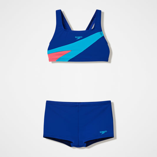 Speedo Girls Hyperboom Butterfly Back Bikini Set Navy/Teal