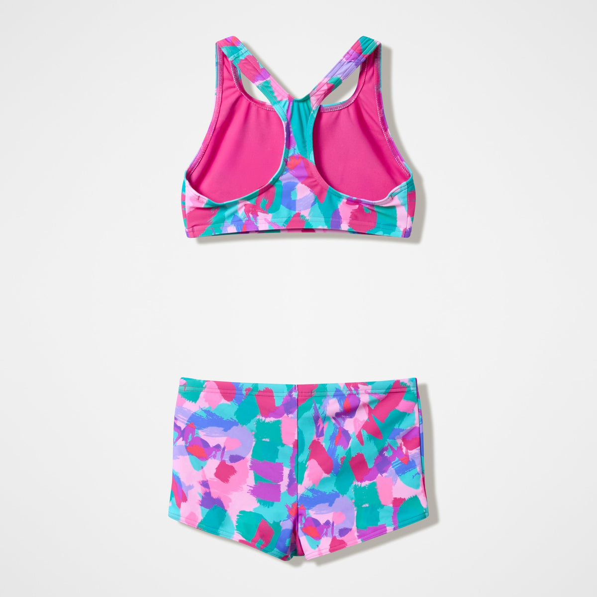 Speedo Girls Printed Racerback Bikini Set Pink/Green