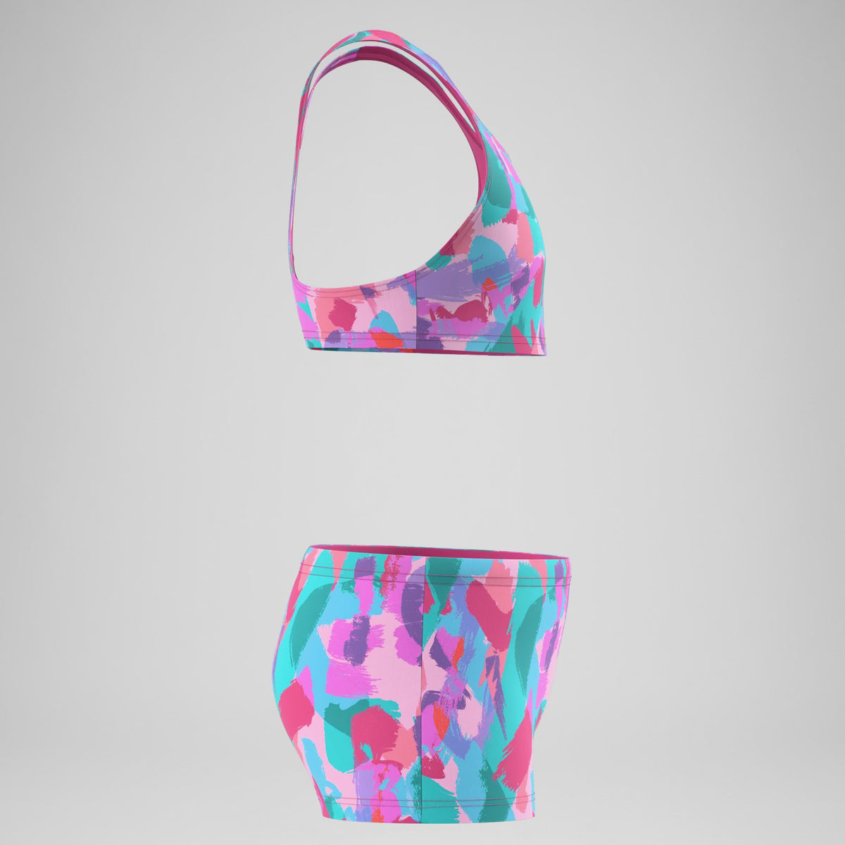 Speedo Girls Printed Racerback Bikini Set Pink/Green