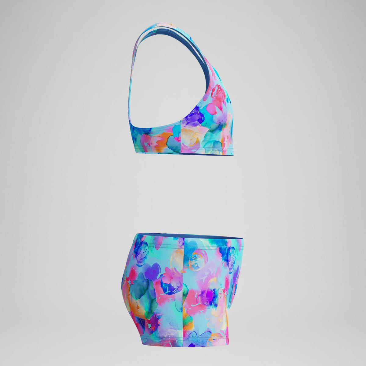 Speedo Girls Printed Racerback Bikini Set Blue