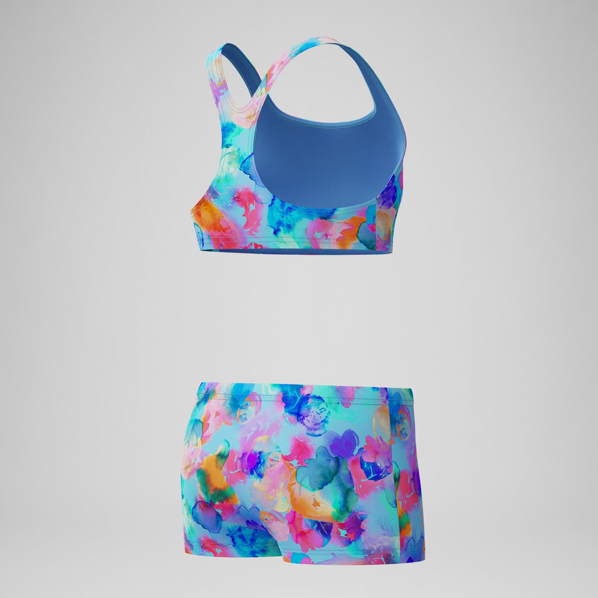 Speedo Girls Printed Racerback Bikini Set Blue