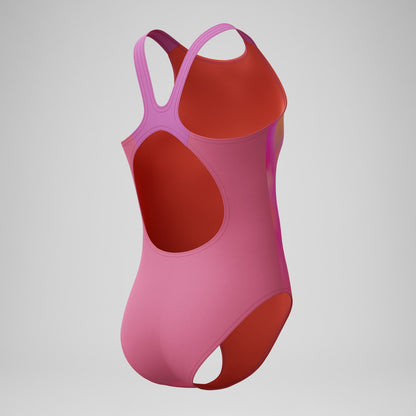 Speedo Girls Printed Pulseback Swimsuit Pink