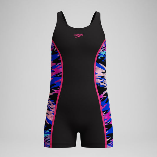 Speedo Girls Hyperboom Splice Muscleback Legsuit Black/Pink
