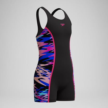 Speedo Girls Hyperboom Splice Muscleback Legsuit Black/Pink
