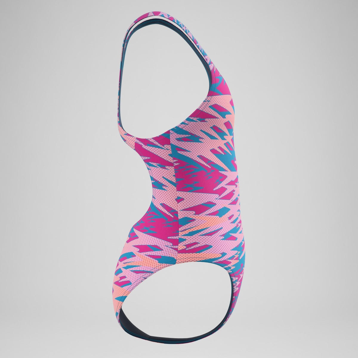 Speedo Girls Hyperboom Printed Medalist Swimsuit Blue/Pink