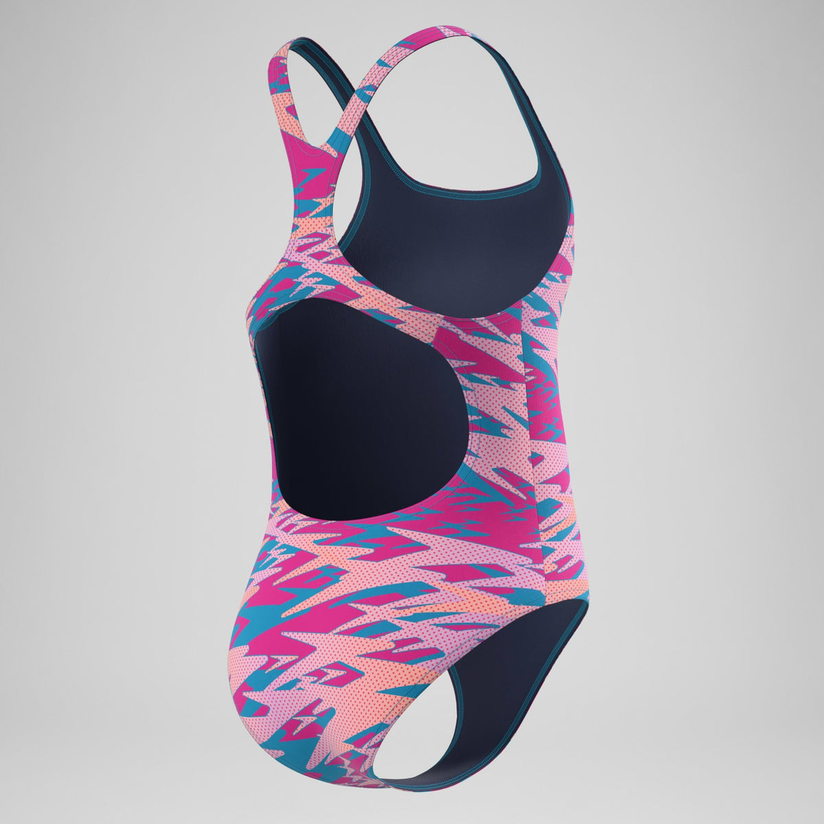 Speedo Girls Hyperboom Printed Medalist Swimsuit Blue/Pink