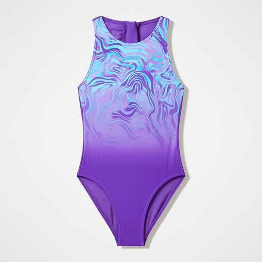Speedo Girls Printed Hydrasuit Purple/Blue