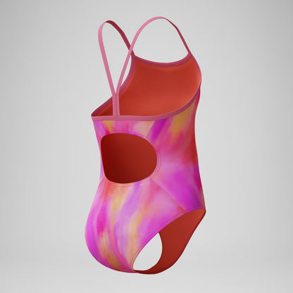 Speedo Girls Printed Thinstrap Swimsuit Pink