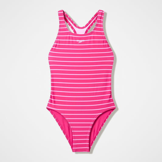 Speedo Girls Medalist Printed Swimsuit Pink