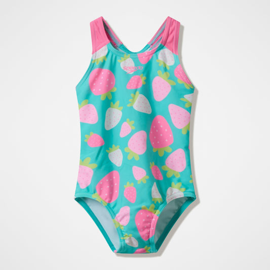 Speedo Infant Girls Placement Swimsuit Turquoise/Pink
