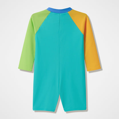 Speedo Infants Colourblock Long Sleeve Zip Swimsuit Green/Orange