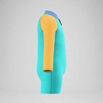 Speedo Infants Colourblock Long Sleeve Zip Swimsuit Green/Orange