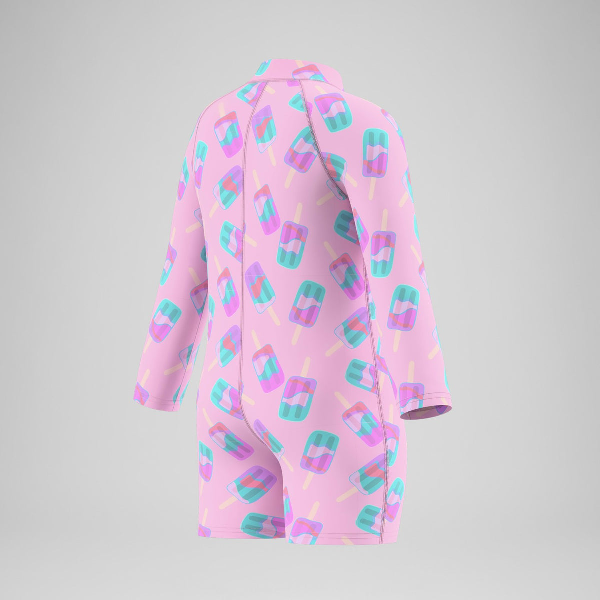 Speedo Infants Printed Long Sleeve Zip Swimsuit Pink