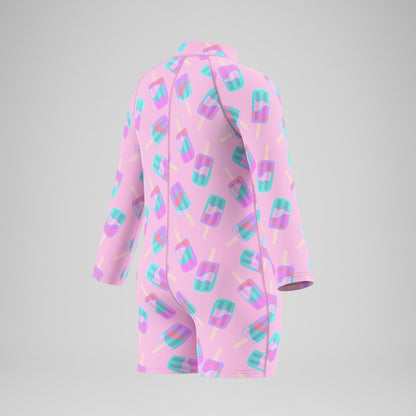 Speedo Infants Printed Long Sleeve Zip Swimsuit Pink