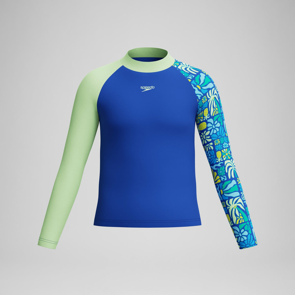 Speedo Boys Printed Long Sleeve Rashguard Blue