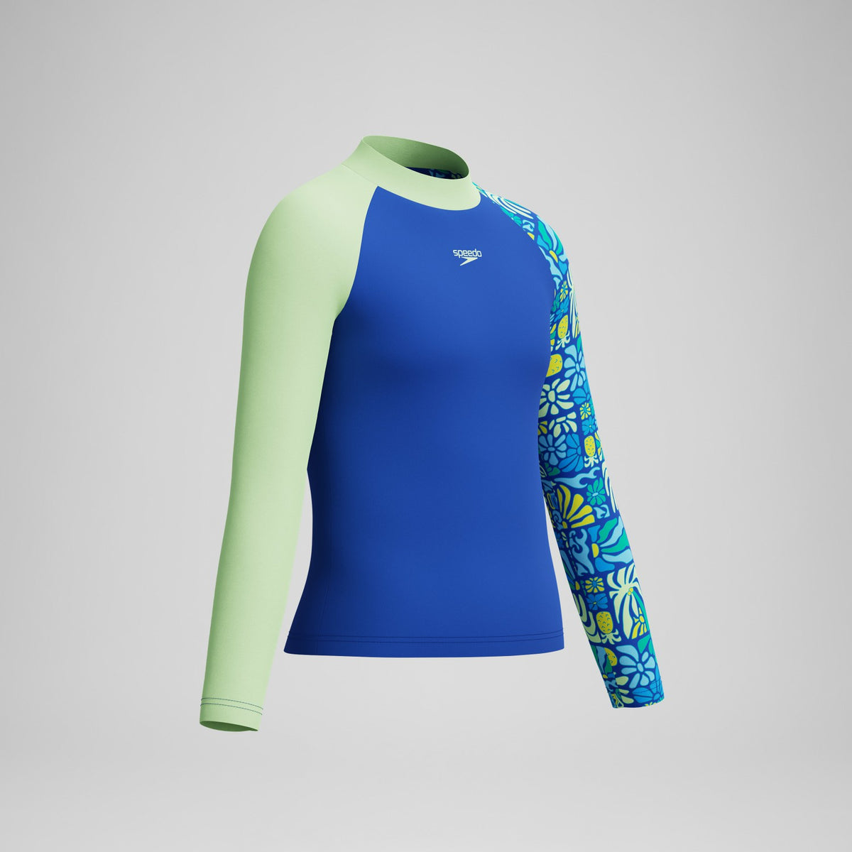 Speedo Boys Printed Long Sleeve Rashguard Blue