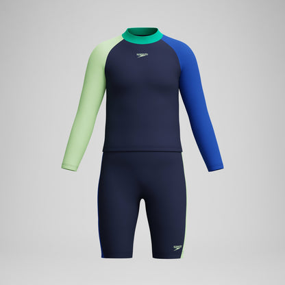 Speedo Boys Colourblock Long Sleeve Rashguard Navy