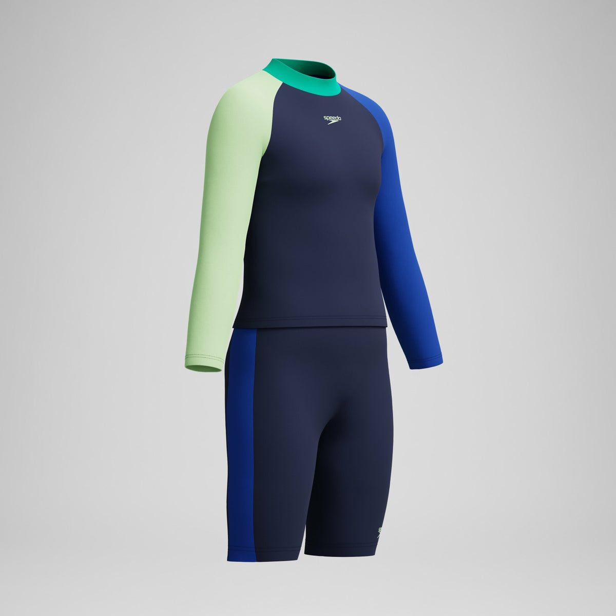 Speedo Boys Colourblock Long Sleeve Rashguard Navy