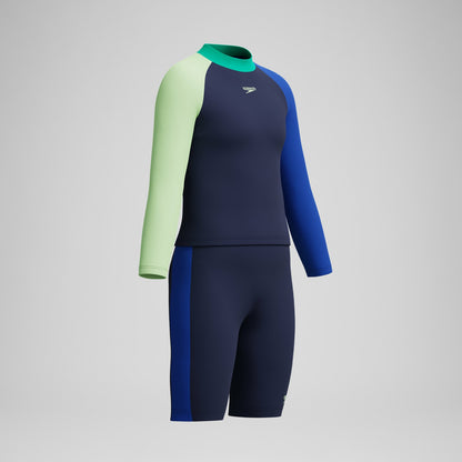 Speedo Boys Colourblock Long Sleeve Rashguard Navy