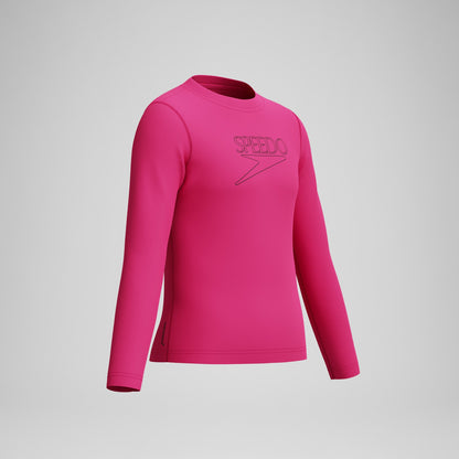 Speedo Junior Classic Logo Long Sleeve Rashguard Pink