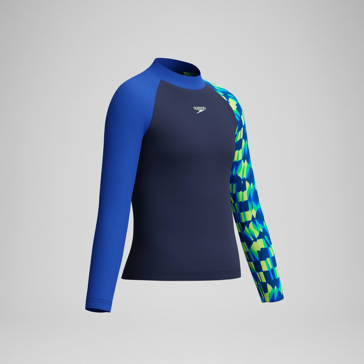 Speedo Boys Printed Long Sleeve Rashguard Navy/Green