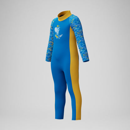 Speedo Infant Boys Learn to Swim All-In-One Sun Protection Suit Blue/Yellow