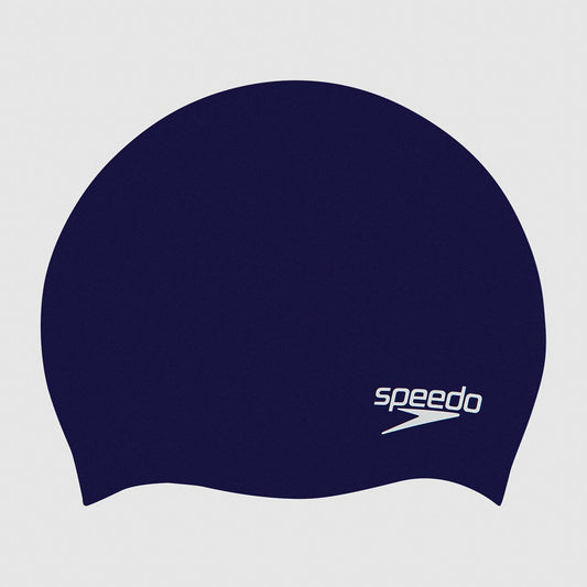 Speedo Junior Plain Moulded Silicone Cap Navy