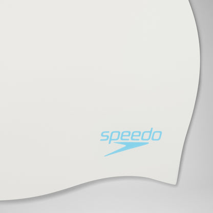 Speedo Plain Moulded Silicone Junior Cap White