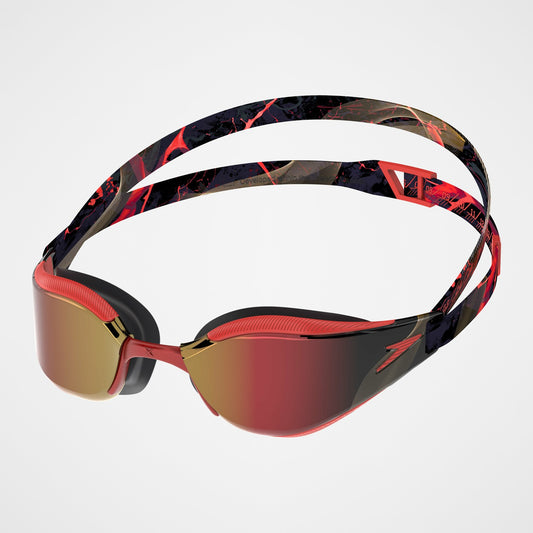 Speedo Adult Fastskin Hyper Elite Mirrored Goggles Smoke/Red
