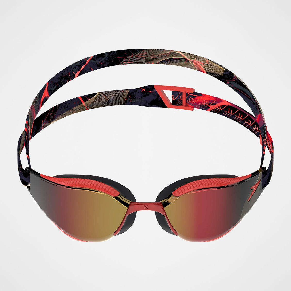Speedo Adult Fastskin Hyper Elite Mirrored Goggles Smoke/Red