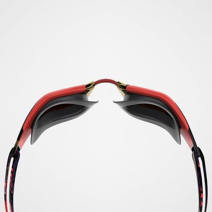 Speedo Adult Fastskin Hyper Elite Mirrored Goggles Smoke/Red