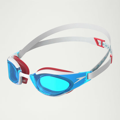 Speedo Adult Fastskin Hyper Elite Goggles White/Blue/Red