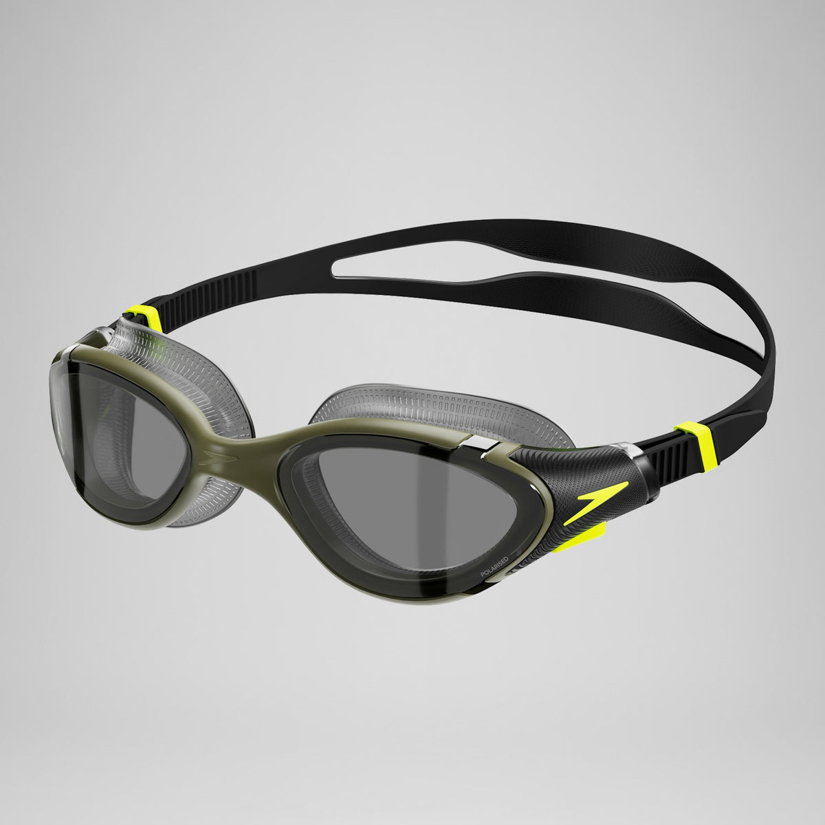 Speedo Adult Biofuse 2.0 Polarised Goggles Dark Green/Yellow