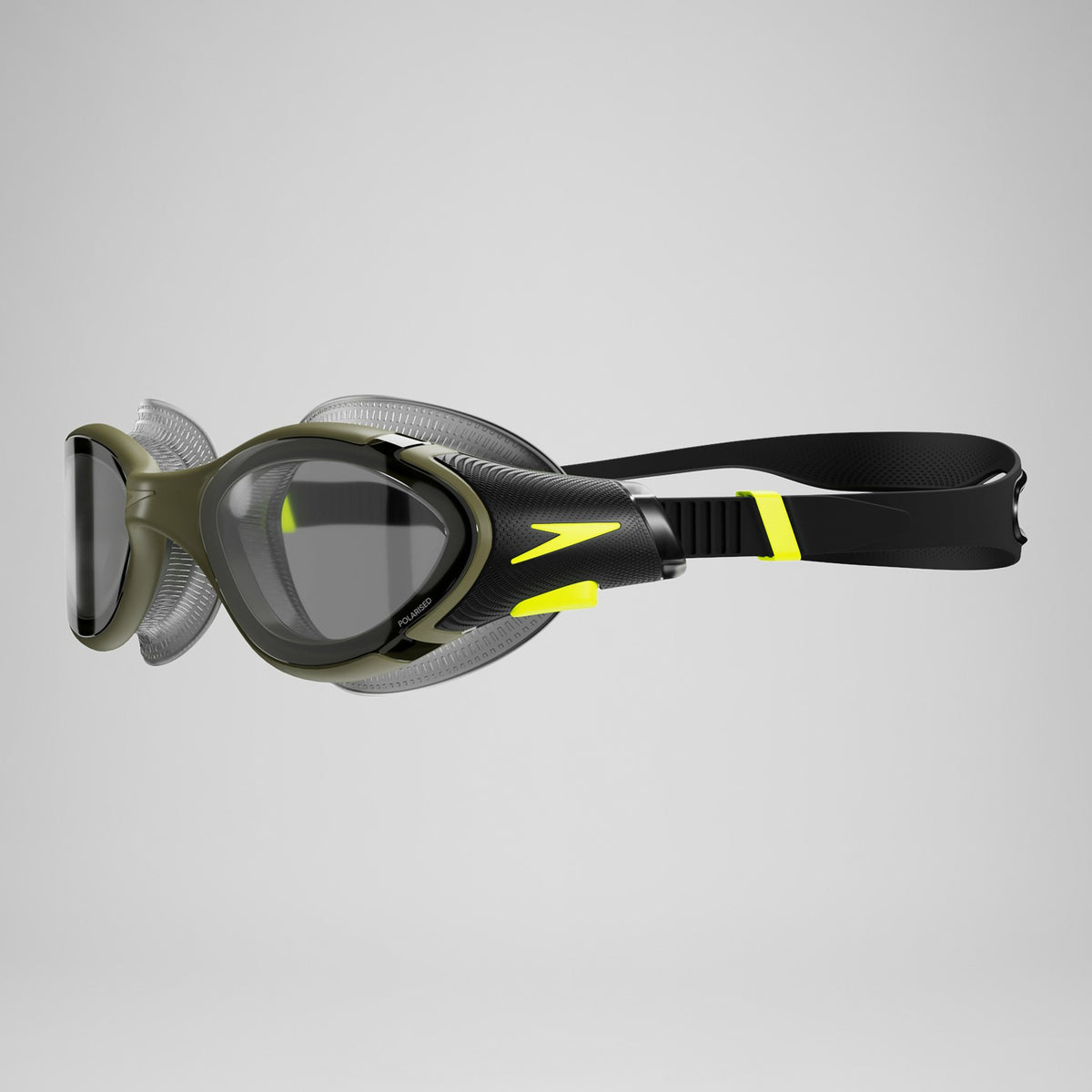Speedo Adult Biofuse 2.0 Polarised Goggles Dark Green/Yellow