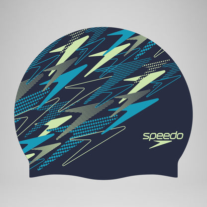 Speedo Adult Printed Silicone Cap Teal/Blue
