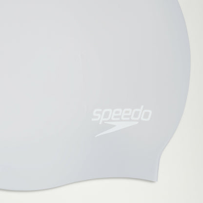 Speedo Unisex Long Hair Silicone Cap Silver/White