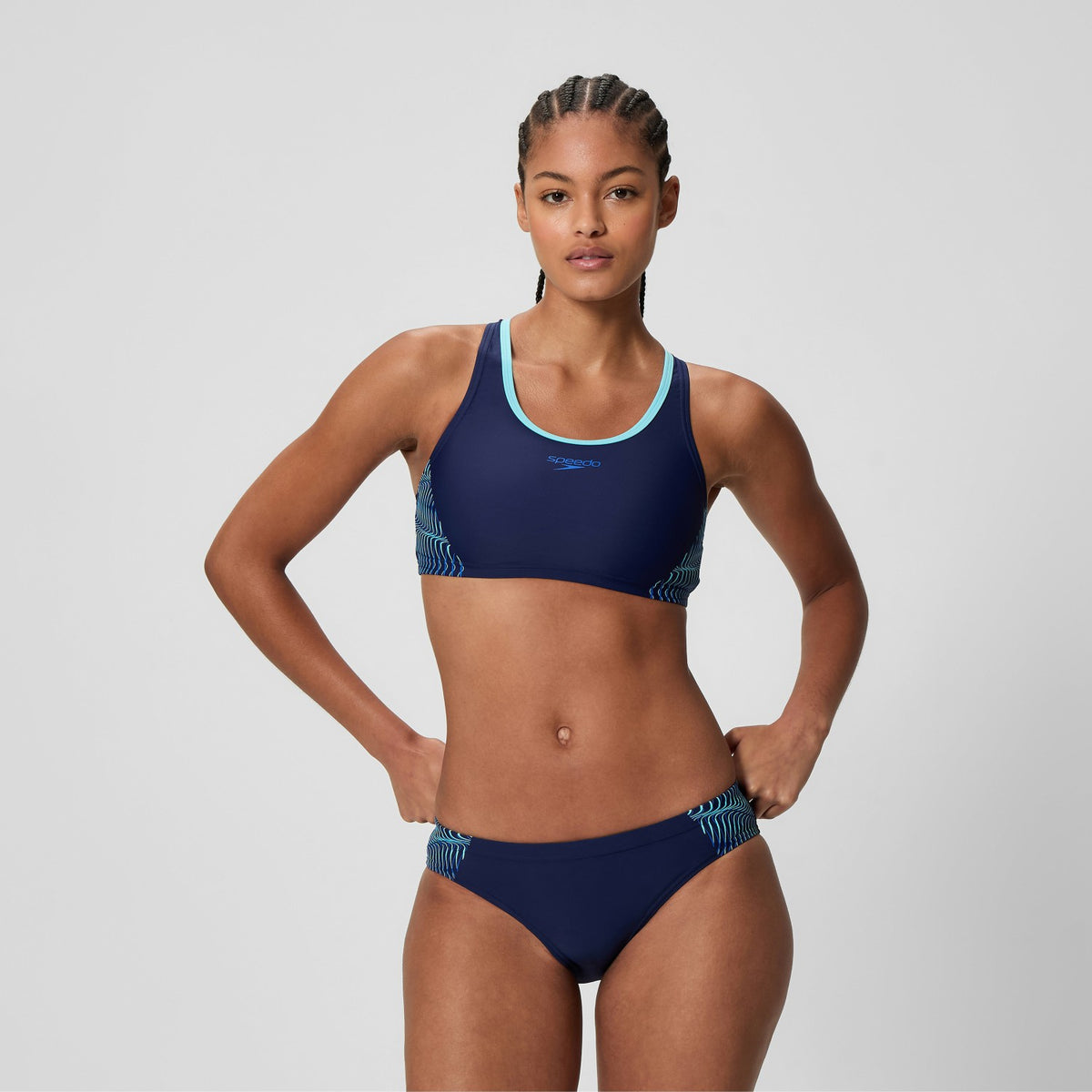Speedo Placement Racerback Bikini Set Navy/Blue