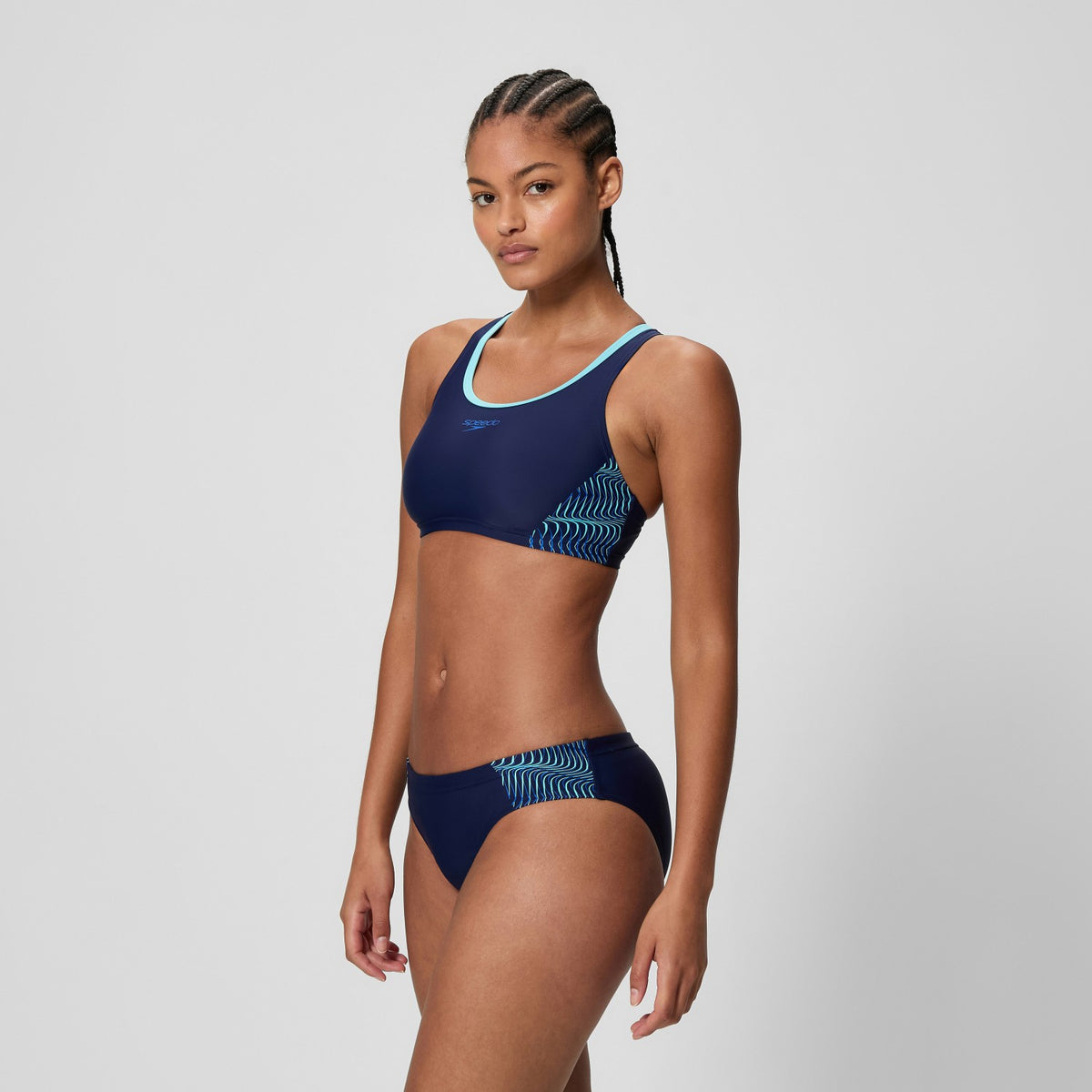 Speedo Placement Racerback Bikini Set Navy/Blue