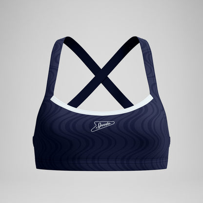 Speedo Jetstream Textured Crossback Bikini Top Navy/White